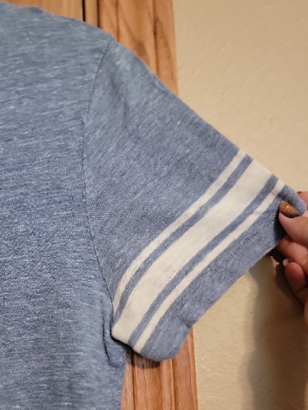 Madewell Blue Heather Crewneck Tee with Tag Detail - Picture 4 of 5